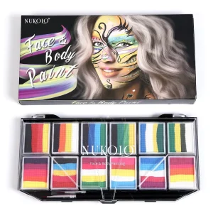 12 Color Rainbow Face Paint Set Clearly Colorful Body Art Paint for Festivals Makeup Multi Use Paints for Face Art Painting