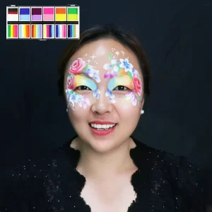 12 Color Rainbow Flag Face Paint Palette Washable Water-Based Body Paint Kit for Halloween Makeup for Children