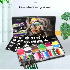12 Color Rainbow Gradient Face & Body Paint Kit Non Toxic CE Certified Safe Children Painting Set with Brushes for Party
