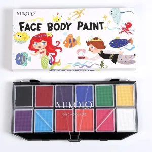12 Color Rainbow Natural Plant Face & Body Paint Palette for Kids Halloween Drawing Washable Painting