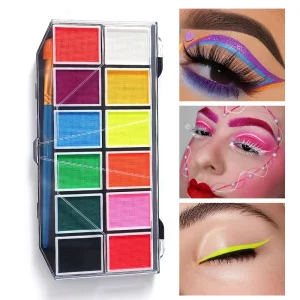 12 Color Rainbow Water Based Face Paint Palette Water Soluble Non-toxic Body Painting Cream for Halloween Cosplay Makeup