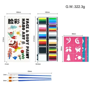 12-Color Washable Face and Body Paint Palette Water-Based Paint for Kids and Adults