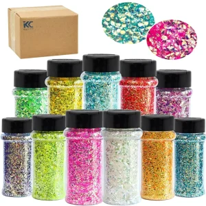 12 Colors Bubble Glitter for Resin Each 56g Craft Glitter for Nails Face Tumbler Body Hair Painting Epoxy Art