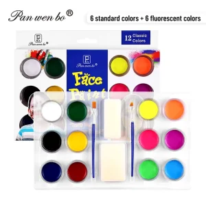 12 Colors Face Body Painting Kit Water Based Face Painting Makeup Safe Paint for Kids Adults