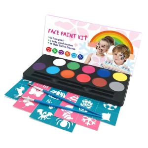 12 Colors Halloween Party Face Body Paint Palette Water Activated Split Cake Makeup for Kids