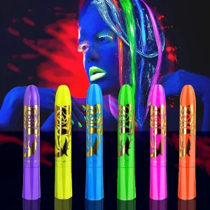 12 Colors Washable Water Based Body Paint Kit Fluorescent Face Paint Stick Crayons Kit for Cosplay Makeup