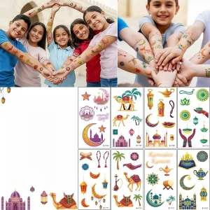 12 Sheets Cute Cartoon Castle Animal Waterproof Temporary Tattoo Sticker for Kids Face Arm Body