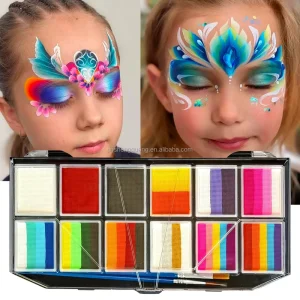 12 Uv Neon Color Fluorescent Face Painting Palette Glow in the Dark Body Paint Supplies for Kids Halloween Makeup
