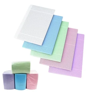 125 Pieces/Bag Multiple-Color 3-Ply Disposable Bibs for Beauty, Nail, and Tattoo Use
