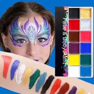 12C Face Body Paint Oil Palette Professional Face Painting Makeup Kit Facepaint Pallet For Halloween Party Art Stage Costum