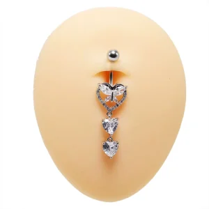 14G Dangle Stainless Steel Platinum Plated Punk Belly Chain Rings with CZ Zircon Fashion Piercing Jewelry