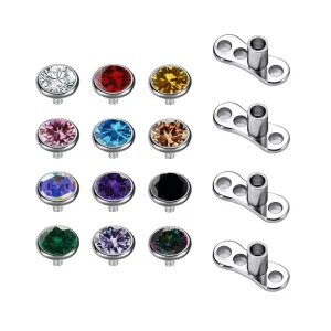 14G Dermal Anchor Tops And Titanium Dainty Crystal Microdermals Body Piercings Studs Punk Personalized Jewelry