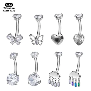 14G Sexy Body Titanium Jewelry Piercing Zircon Crystal Navel Piercing Earring Belly Piercing Button Round Body for Women Girls