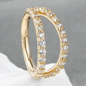 14K Flower Moon Leaf Sword Dermal Jewellery Cubic Zirconia Dermal Microdermals Body Piercings Gold Dermal Piercing Jewellery
