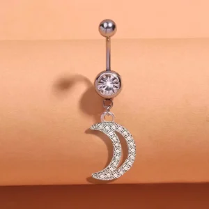 14K Gold Plated Stainless Steel Rose Flower butterfly CZ Pendant Belly Ring Button Ring Navel Dangle Body Piercing Jewelry