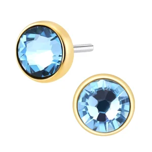 14K Solid Gold Aqua Stone Push-In Ear Cartilage Jewelry