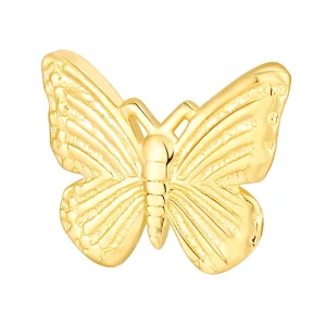14K Solid Gold Tooth Gem Texture Butterfly Design Jewelry Body Jewelry