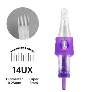 14UX Cartridge Needles with Sponge Higher Lower Layout Universal Tattoo Needles for PMU