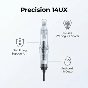 14UX Tattoo Cartridge Needle | High Precision PMU Cartridge for Permanent Makeup and Microblading