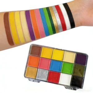 15-Color High-Pigment Acrylic Natural Plant-Based UV Glow-in-the-Dark Body Painting Palette