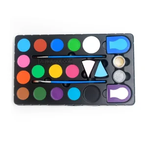 15 Color Non-Toxic Water Based Face Paint with Hair Dye Glitter Powder