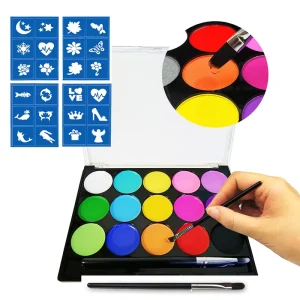 15 Color Professional Quality Face Body Paint for Halloween Hypoallergenic Safe & Non Toxic Easy to Paint & Wash