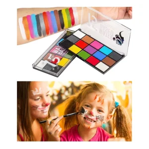 15 Colors Kids Face Painting Palette Water Based Makeup Face Body Paint for Halloween Cosplay