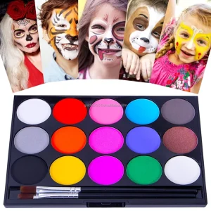 15 Colors UV Neon Glow in the Dark Face Body Paint Set Halloween Make up With Brush Washable for Cosplay Festivals