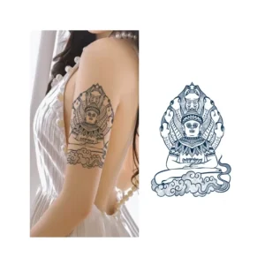 15 Days Waterproof Temporary 3D Semi Permanent Tattoos Removable Buddha Herbal Juice Tattoo Stickers Body Printed Adhesive Men