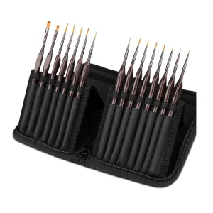 15Pcs Detail Paint Brush Set Professional Mini Fine Paint Brushes Set with Carrying Case Suitable Artist Brush Set Painting