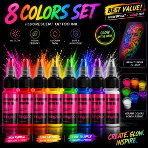 15ml Glow in the Dark Tattoo Ink UV Blacklight Reactive Pigment Phosphorescent Effect Long Lasting Safe for Night Events