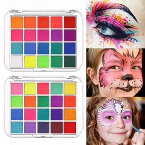 16 Colors Face Paint Palette Vibrant Rainbow Body Painting Cosplay Halloween Festival Party Makeup Private Label Custom Logo