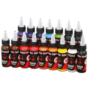 16 Colors Mixed Tattoo Ink Set for Permanent Makeup Easy Coloring OEM ODM Label 30 ML Plastic Tattoo Pigment Kits