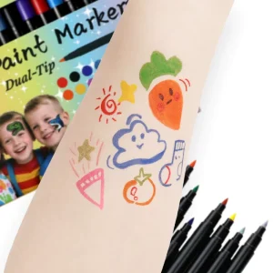 16 Colors Washable Skin Harmless Temporary Dual-tip Face Paint Tattoo Marker Kit Body Paint Pen for Kids Makeup DIY