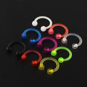 16g Acrylic Plastic Bioflex Horseshoe Bar 50pcs Lip Nose Eyebrow Ear Septum Ring Cartilage Bar Retainer Body Jewelry Mix Colors