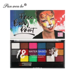 18-Color Rainbow Face Paint Palette, Non-Toxic, Water-Based Makeup for Kids, Body Painting Supplies