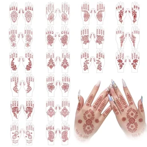18-Pair Waterproof Custom Temporary Henna Tattoo Sticker Hands