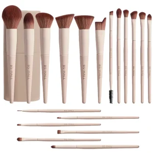 18-Piece Synthetic Makeup Brush Set with Case for Powder, Foundation, Contour, Blush, and Eyeshadow Blending