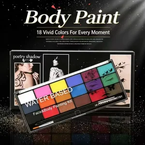 18 Vivid Colors Water Soluble Face & Body Paint, Safe & Easy Clean for Halloween, Cosplay & DIY Body Art