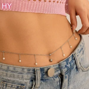 18K Rhinestone Dangle Belly Ring Chain Body Jewelry