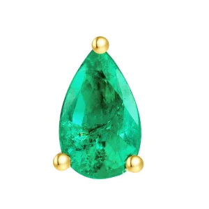 18K Solid Gold Emerald Tear Drop Ear Cartilage Jewelry Push-In Claw Setting Piercing Jewelry