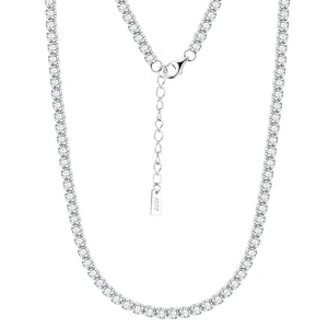 18K White Gold Plated Sterling Silver Fashion Jewelry 925 Silver 5a Cz Tennis Necklace Body
