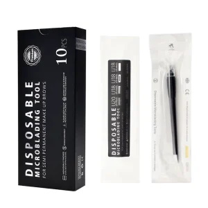 18U 0.2mm Microblading Hand Pen with Sponge Applicator Anti slip Silicone Grip Permanent Makeup Eyebrow Tattoo Manual Pen