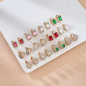 18k Gold Plated Small Rose Huggie Earrings Women Jewelry with Zircon Designs Jewelry Models for Woman