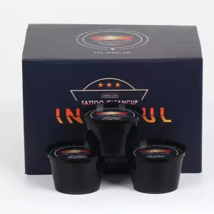 18pcs Disposable Plastic Sponge Dip Foam Rinse Cups Cleaning Tattoo Cups for Permanent Makeup Accessories Boxed Needles