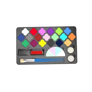 19 Color Water Based Body Painting Kit for Kids Safe Halloween Costume Supplies with Big Pallets Rainbow Cake