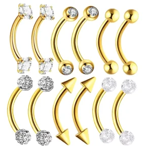 1Pcs Stainless Steel Eyebrow Ring Lip Ring 8mm Wedding Gift Plate Gold Plate Daith Cartilage Tragus Conch Jewelry Piercing