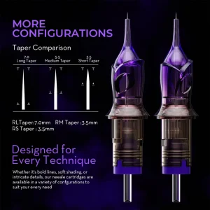 1RL Disposable Medical Grade Stainless Steel Tattoo Needle Cartridge for Permanent Makeup Eyebrow Body Art Individually Packaged