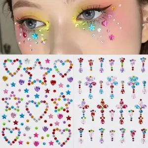 1pc 5D Face Diamond Water Drops Rhinestone Gem Sticker Crystal Tear Eyeshadow Sticker Nail Body Makeup Stars DIY Sticker