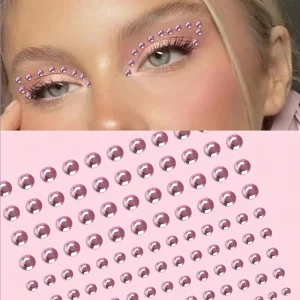 1pc Adhesive Pink Rhinestone Glitter Face Body Shimmer 3D Jewel Stickers Sexy Fashionable Party Makeup Accessories